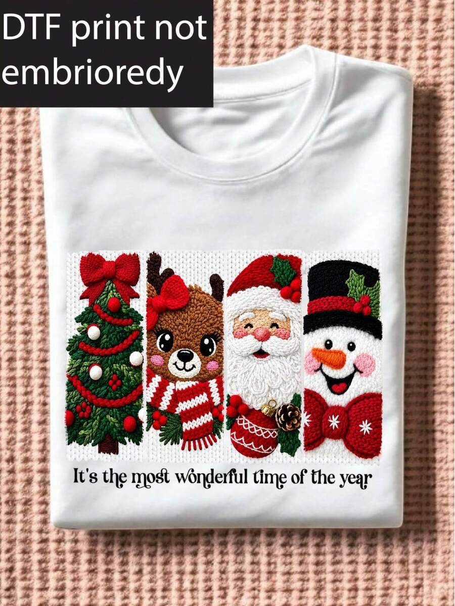 Snowman Christmas Tree ( DTF Graphic Print) T-Shirt