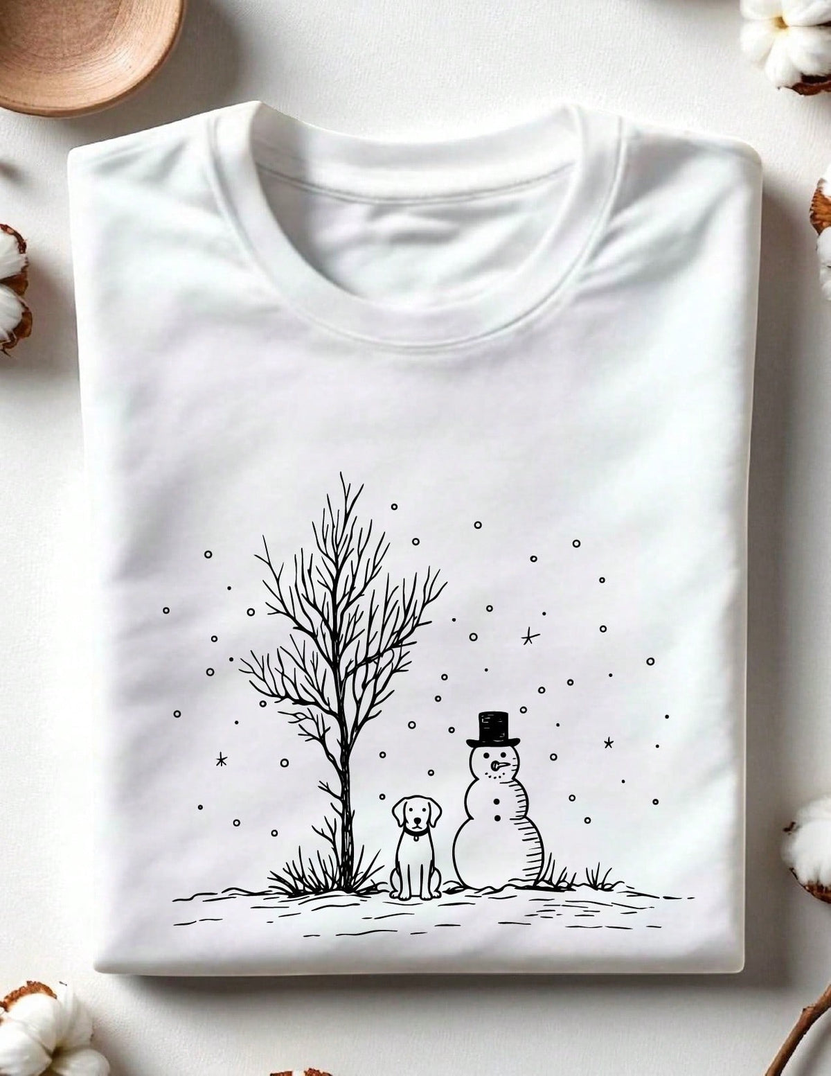 Snowman And Dog Christmas T-Shirt