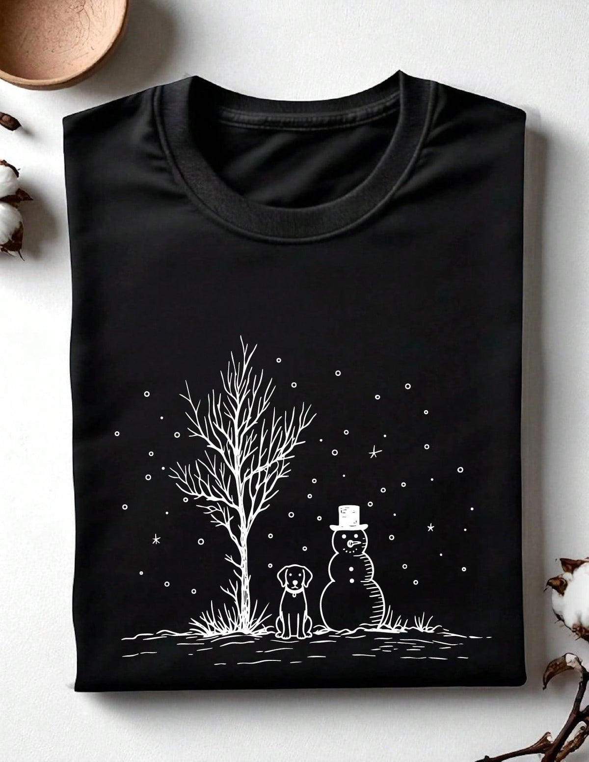 Snowman And Dog Christmas T-Shirt