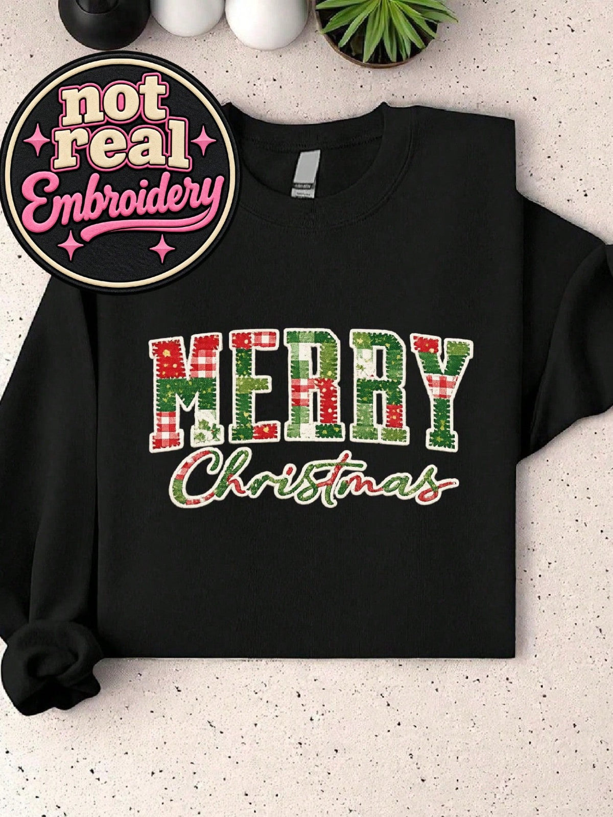 Merry Christmas Patchwork (DTF Graphic Print) Sweatshirt