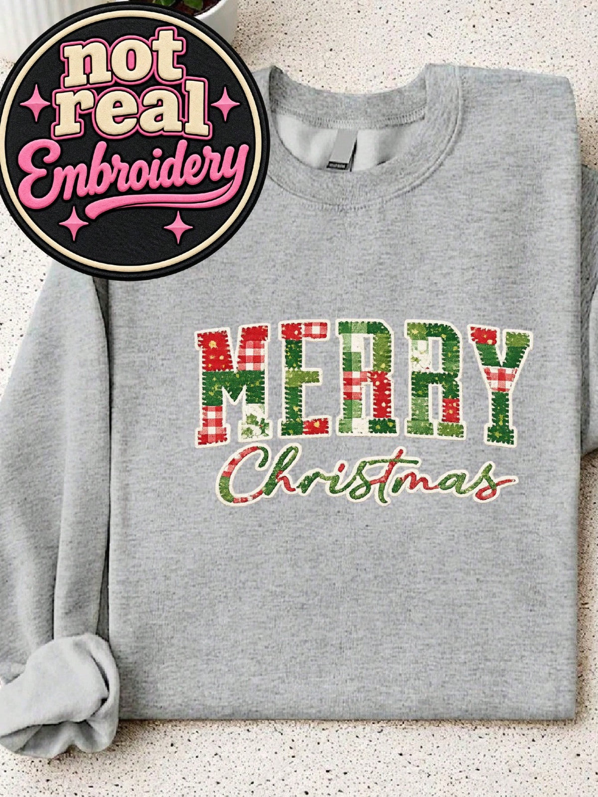 Merry Christmas Patchwork (DTF Graphic Print) Sweatshirt