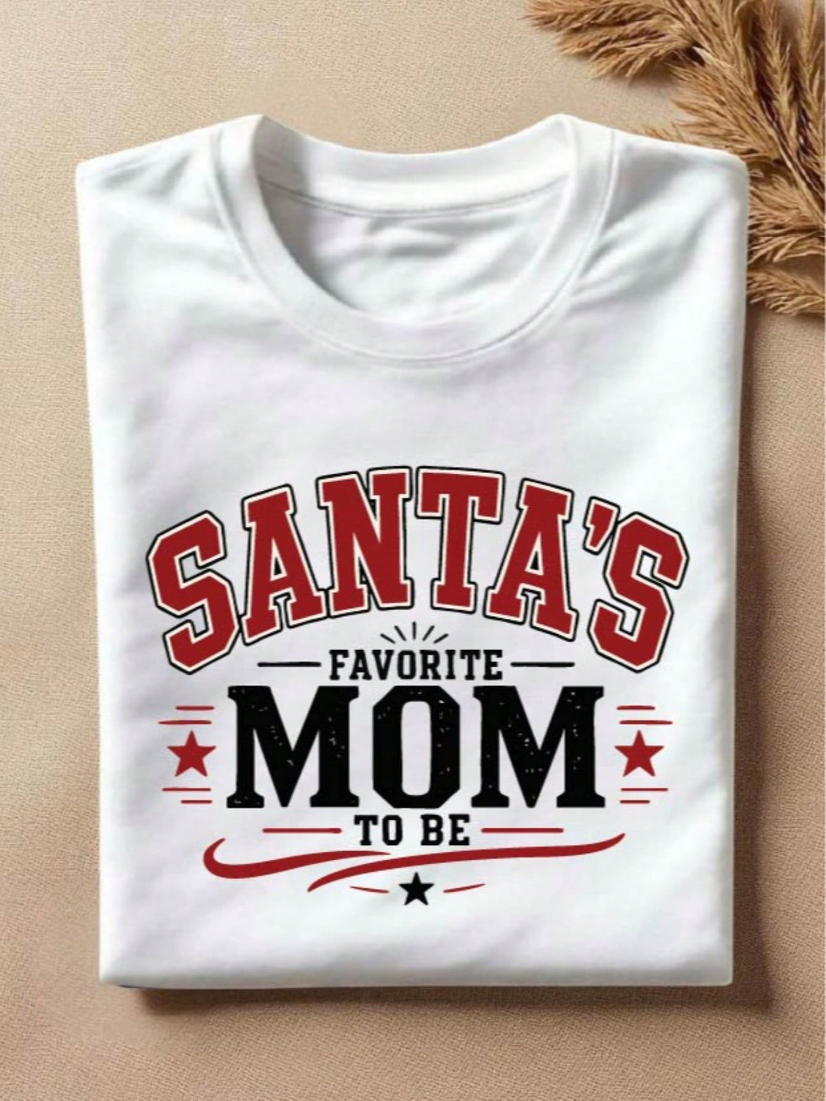 1 PC Santa's Favorite Mom Dad To Be T-Shirt