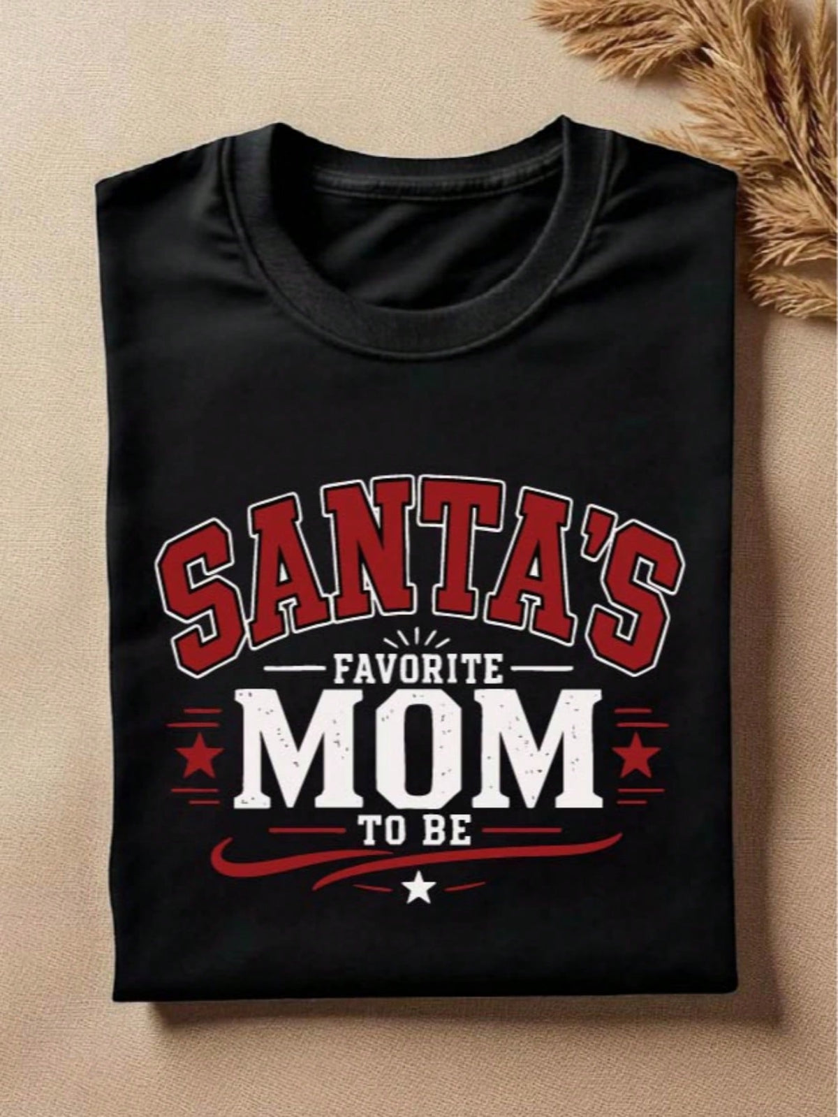 1 PC Santa's Favorite Mom Dad To Be T-Shirt