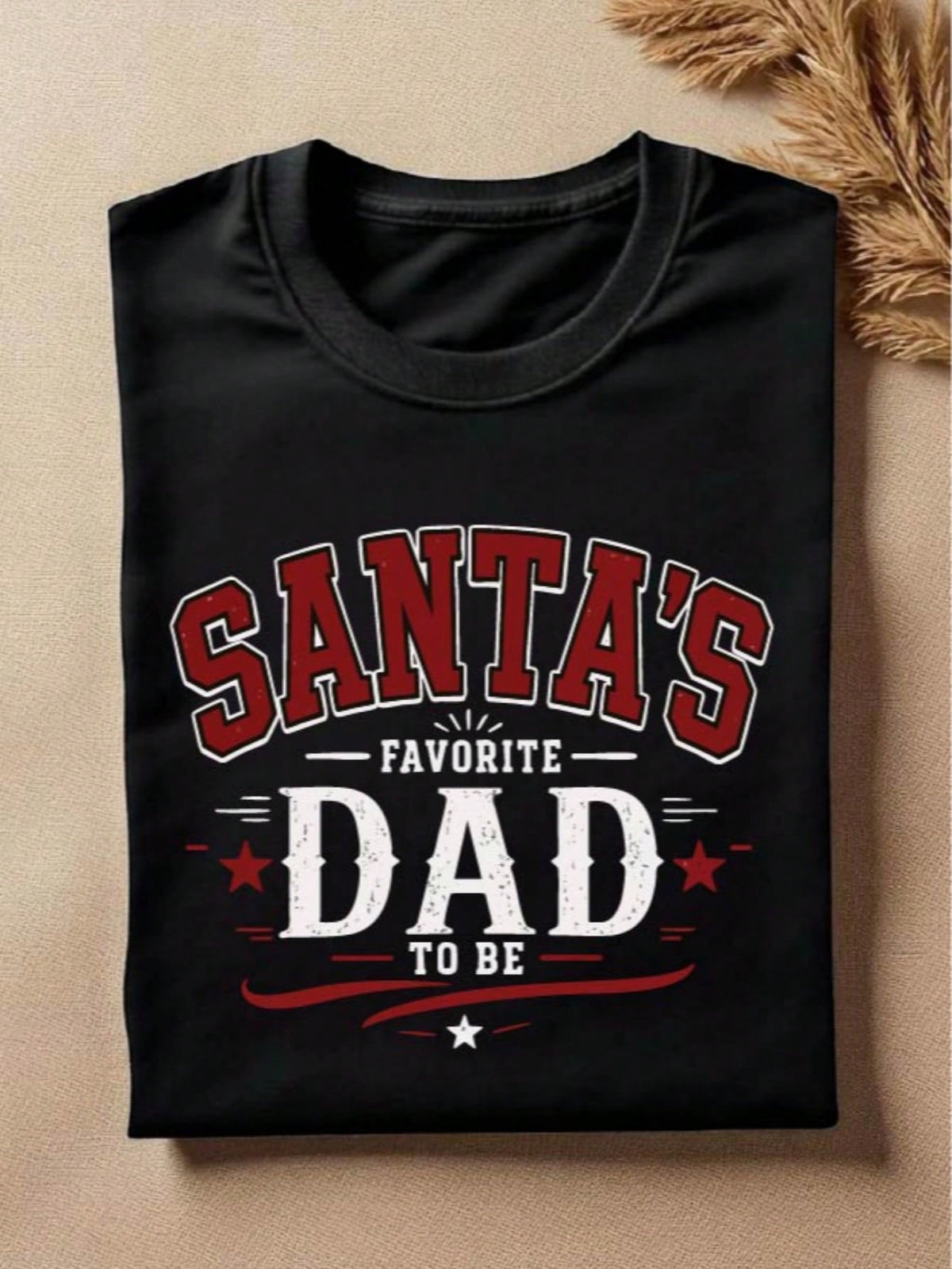 1 PC Santa's Favorite Mom Dad To Be T-Shirt