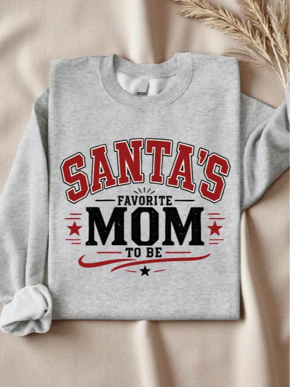 1 PC Santa's Favorite Mom Dad To Be Sweatshirt