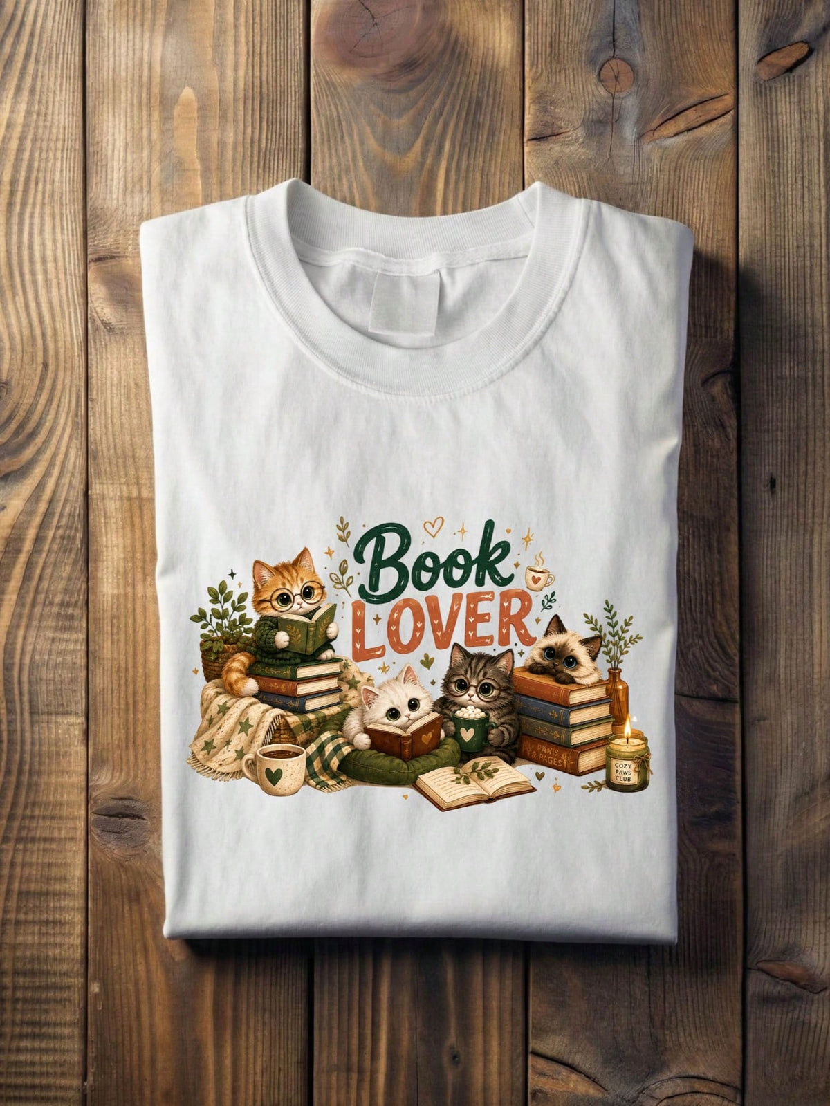 Book Lover Cats Reading T-Shirt