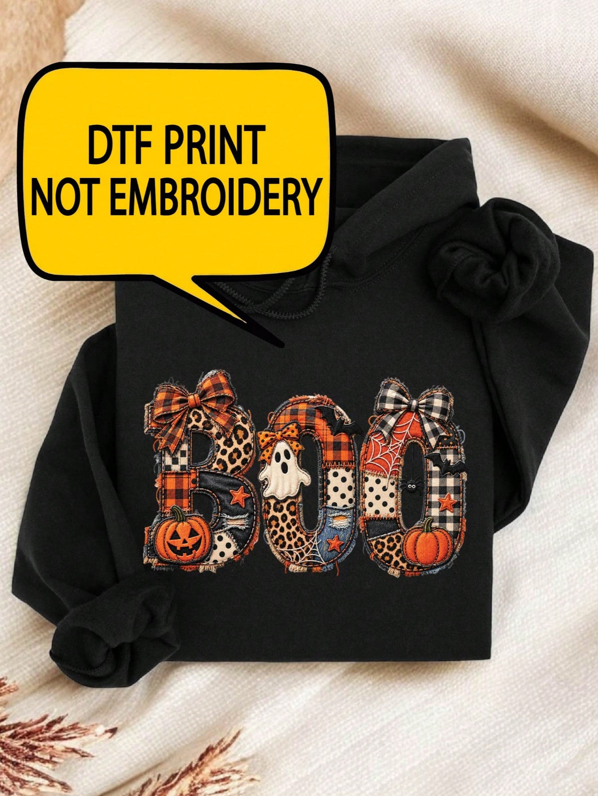 Boo Halloween Print Hoodie