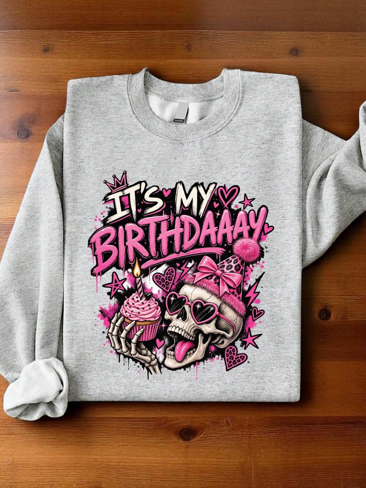 It's My Birthdaaay Pink Skull Sweatshirt
