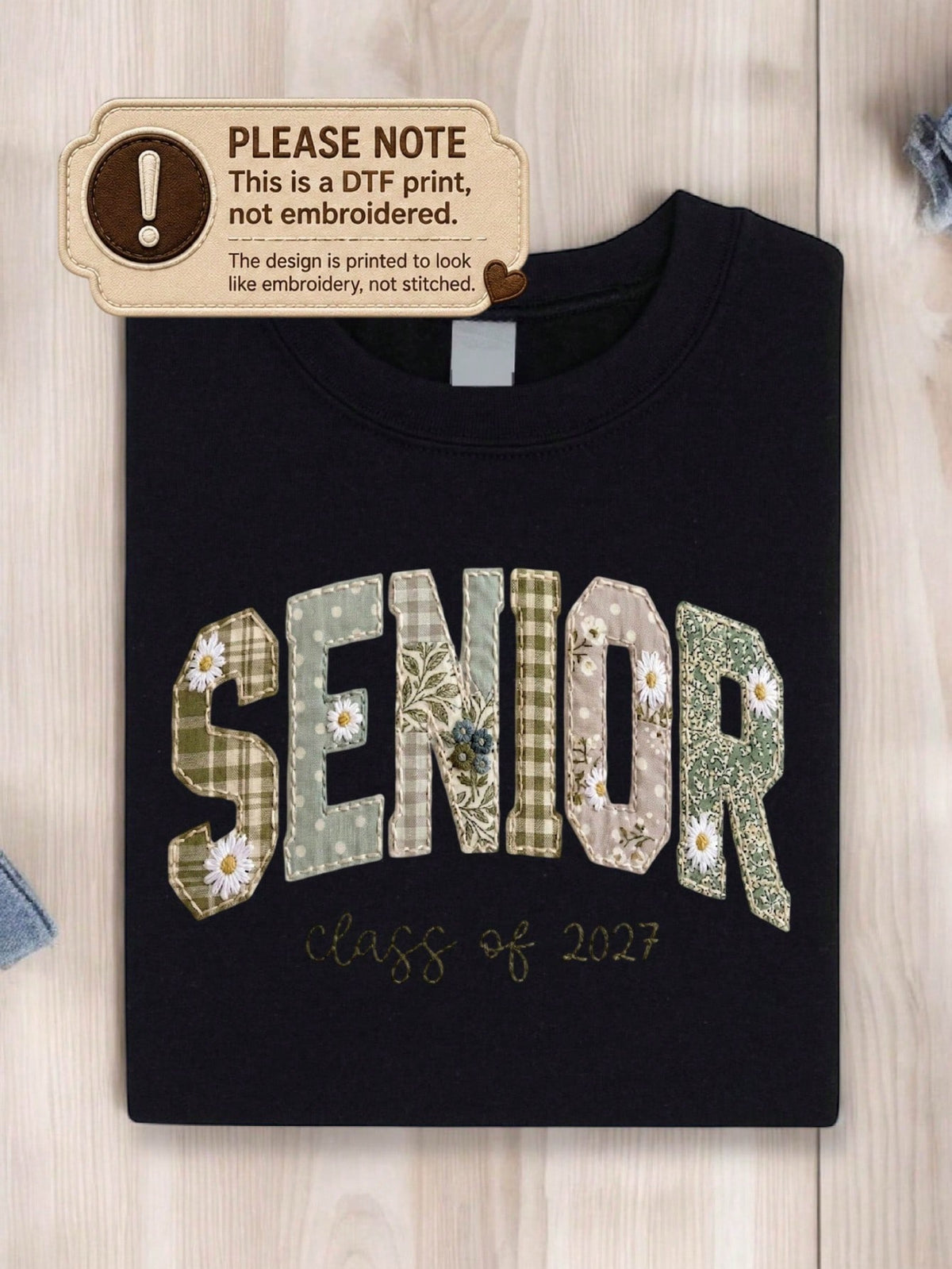 Faux Patchwork Senior 2027 T-Shirt