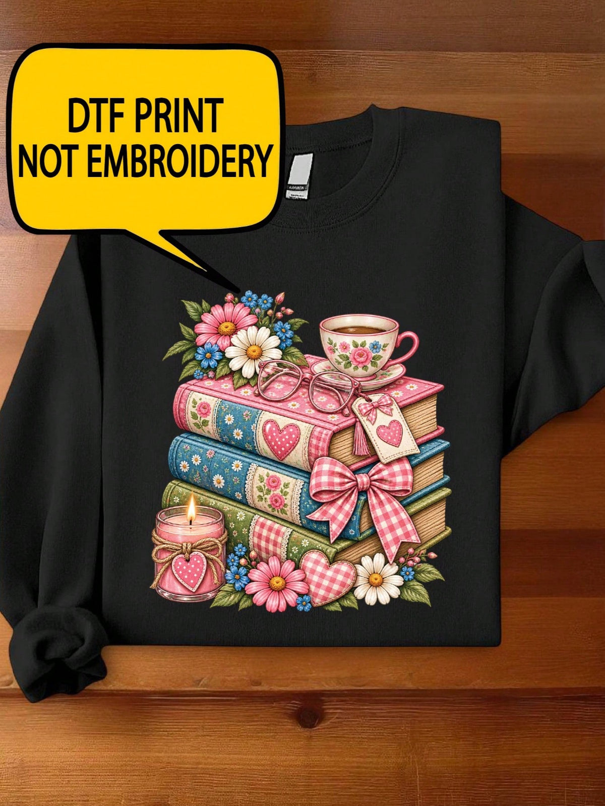 Floral Books And Coffee Sweatshirt
