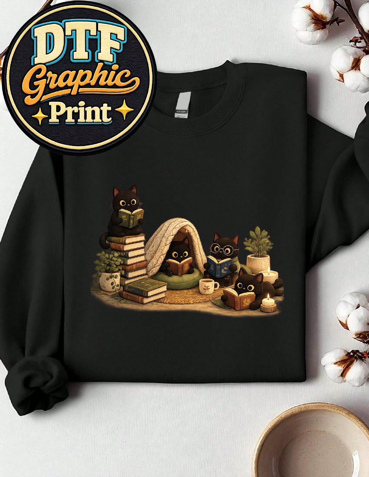 Black Cat Reading Sweatshirt