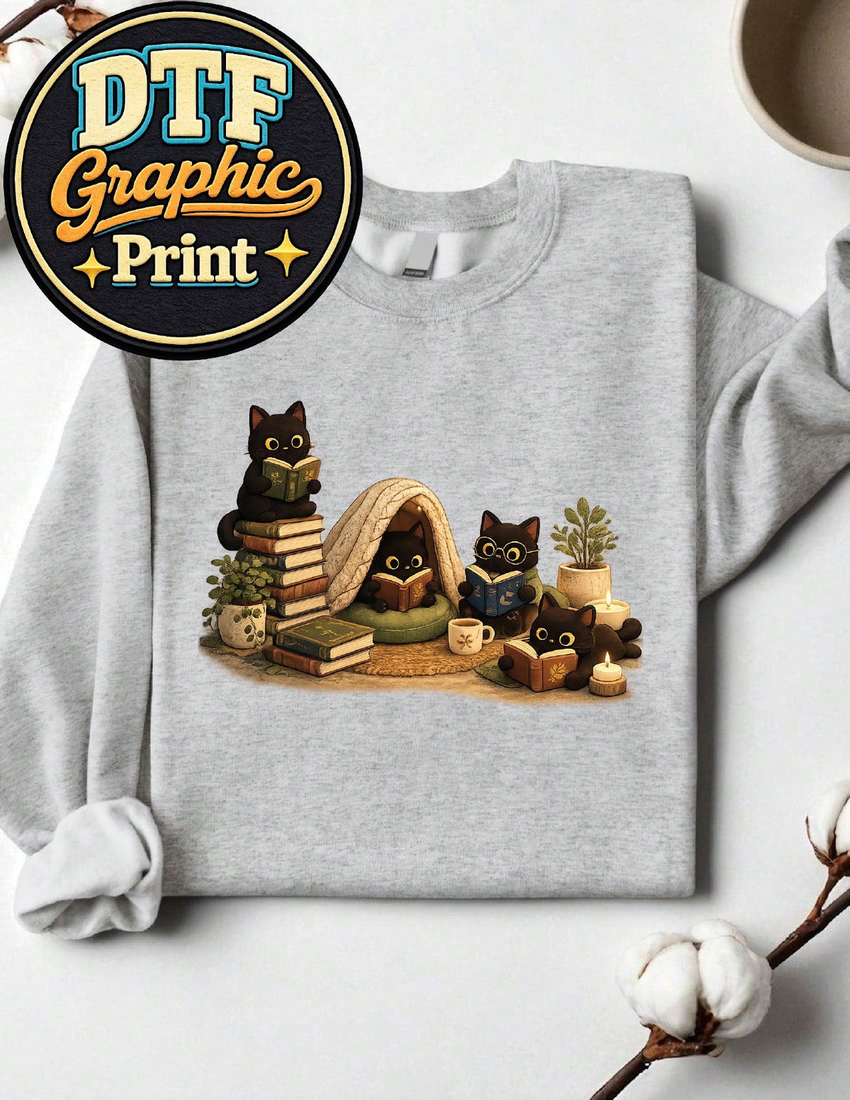Black Cat Reading Sweatshirt