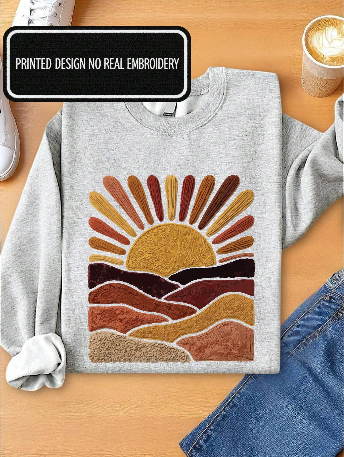 Faux Yarn Sunset Landscape Sweatshirt