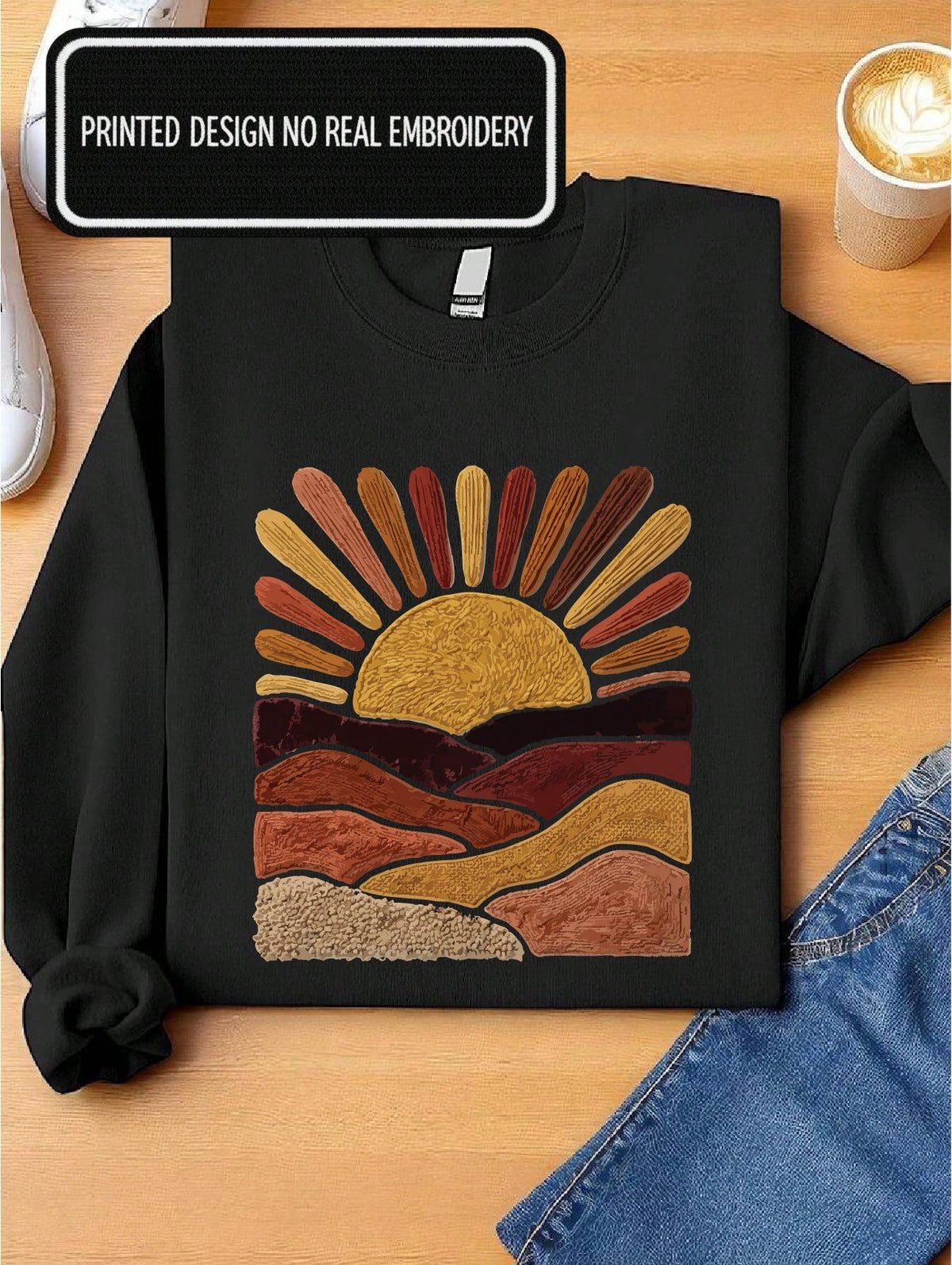 Faux Yarn Sunset Landscape Sweatshirt