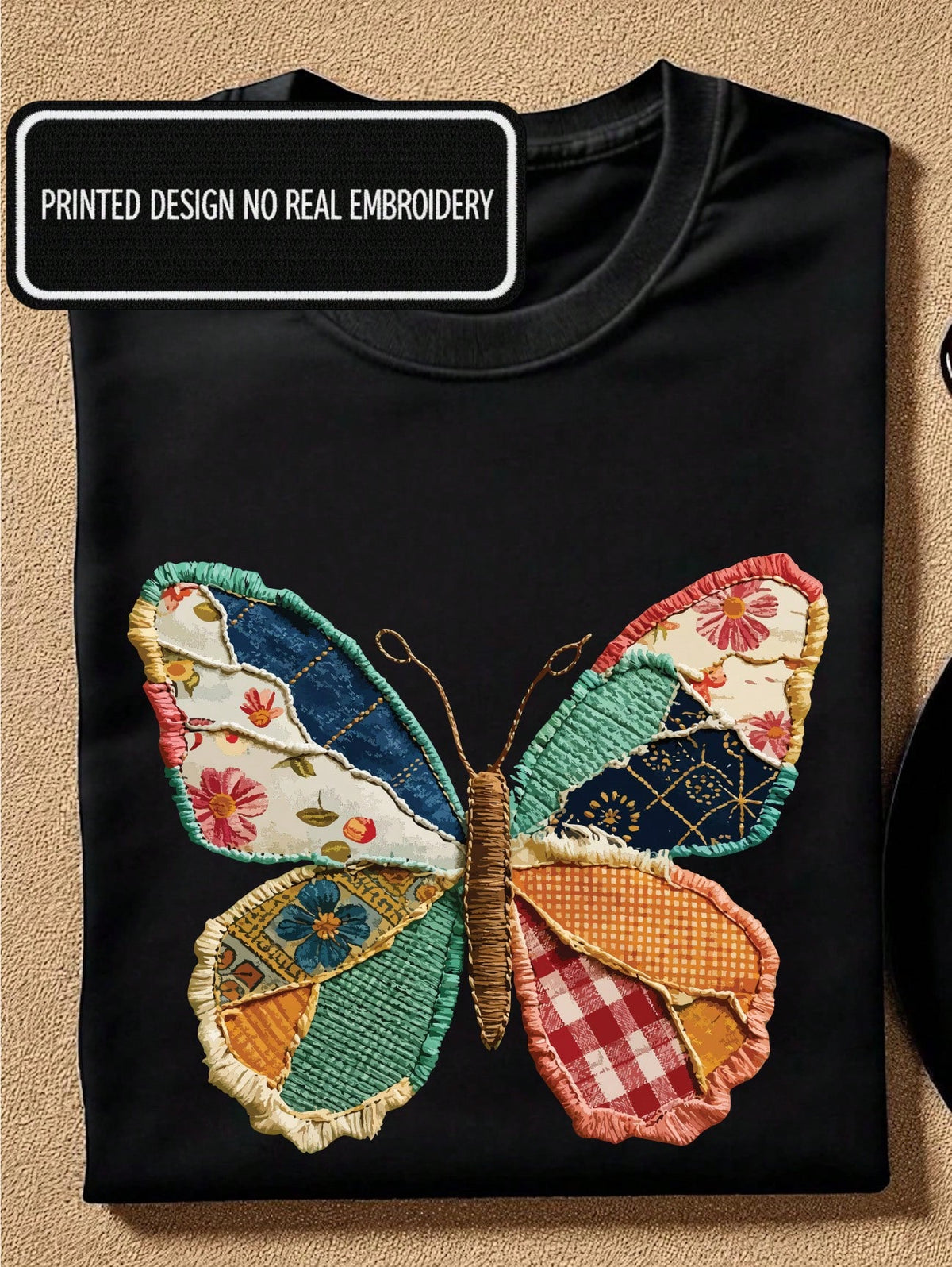 Faux Patchwork Butterfly T-Shirt