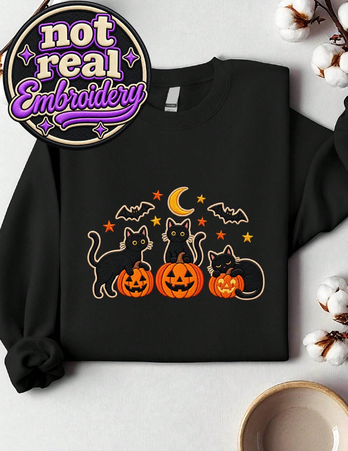 Black Cats Pumpkins (Graphic Print) Sweatshirt