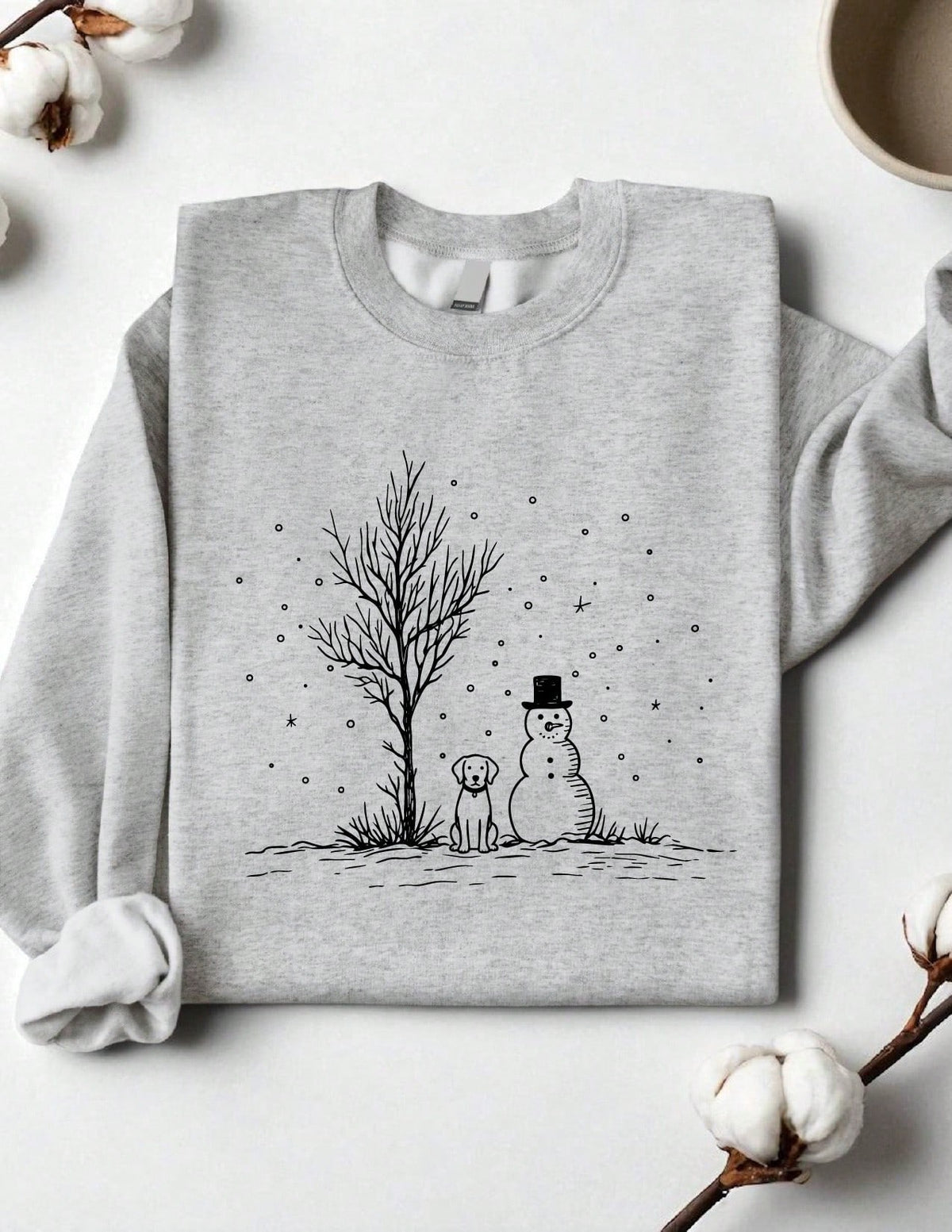 Snowman And Dog Christmas Sweatshirt