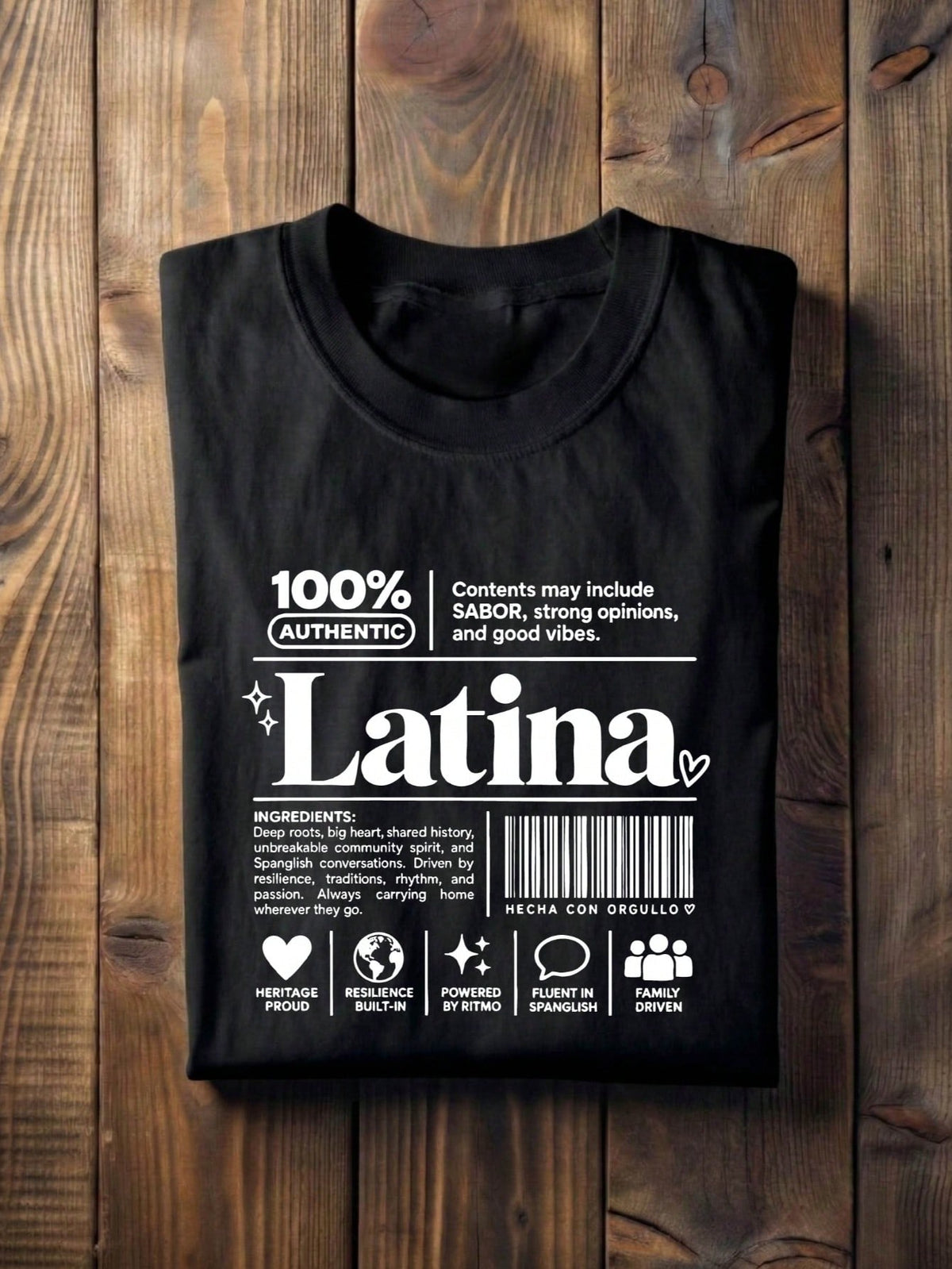100% Latina Nutrition Facts T-Shirt