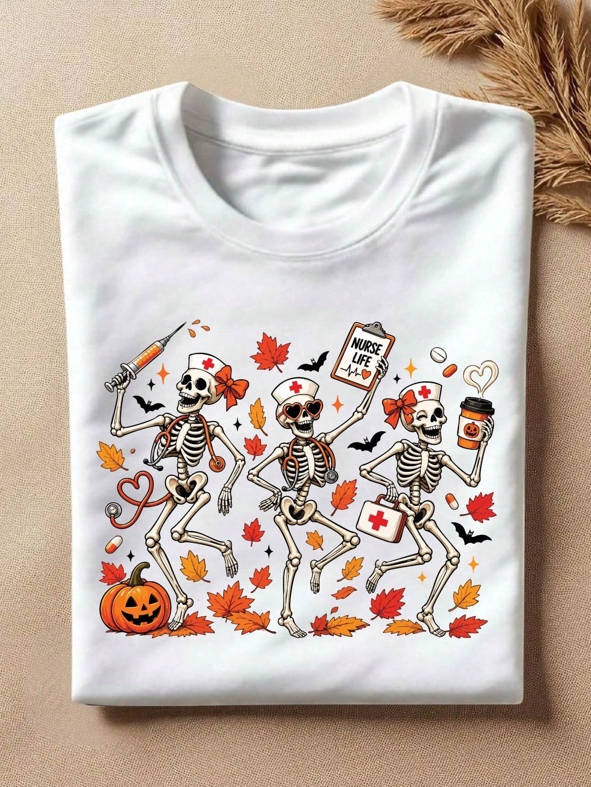 Spooky Nurse Skeleton T-Shirt