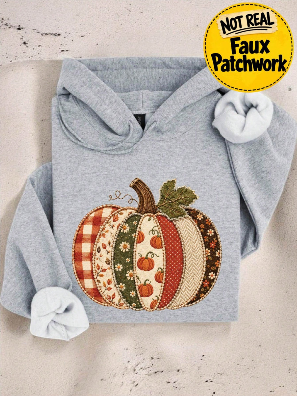 Faux Patchwork Fall Pumpkin Hoodie