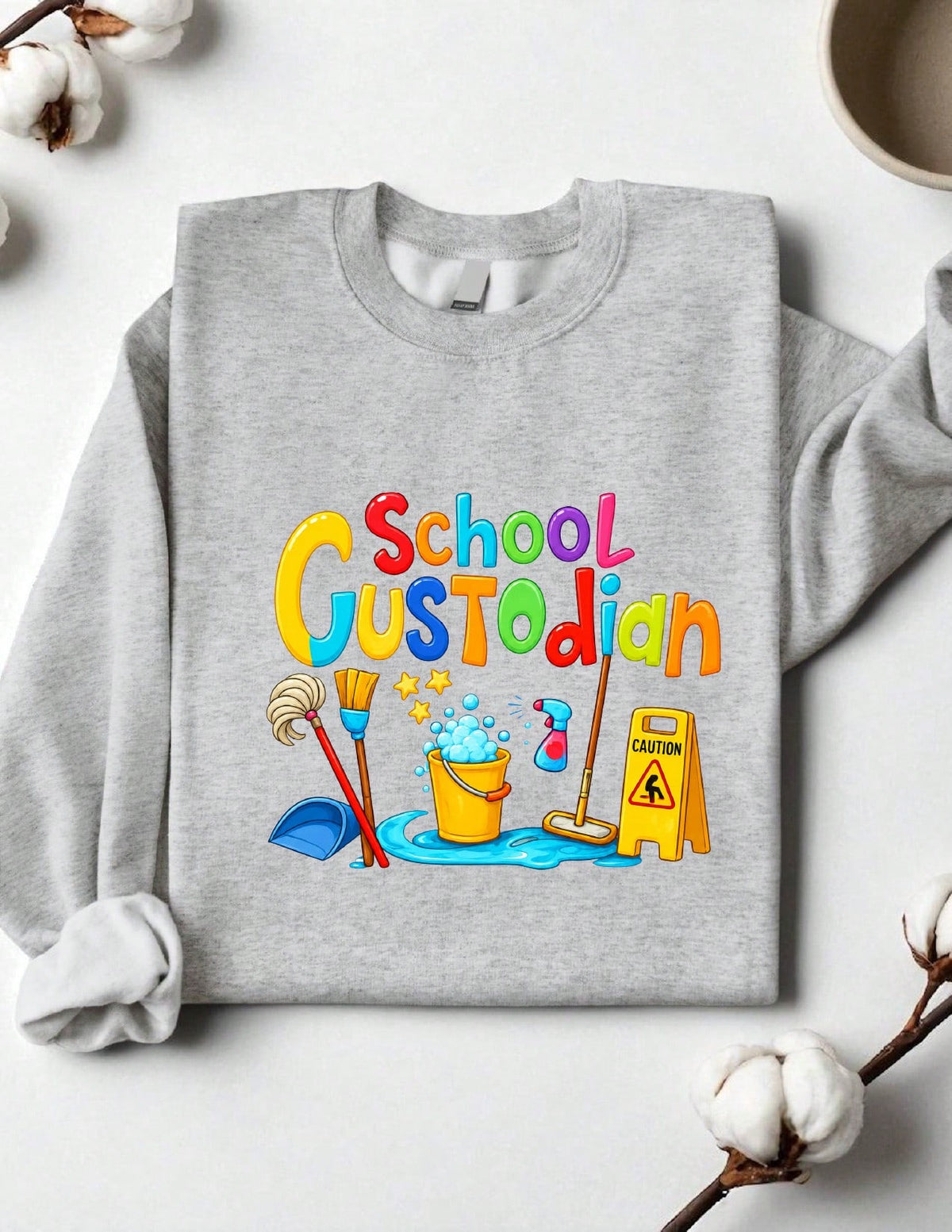 School Custodian Colorful Graphic Sweatshirt