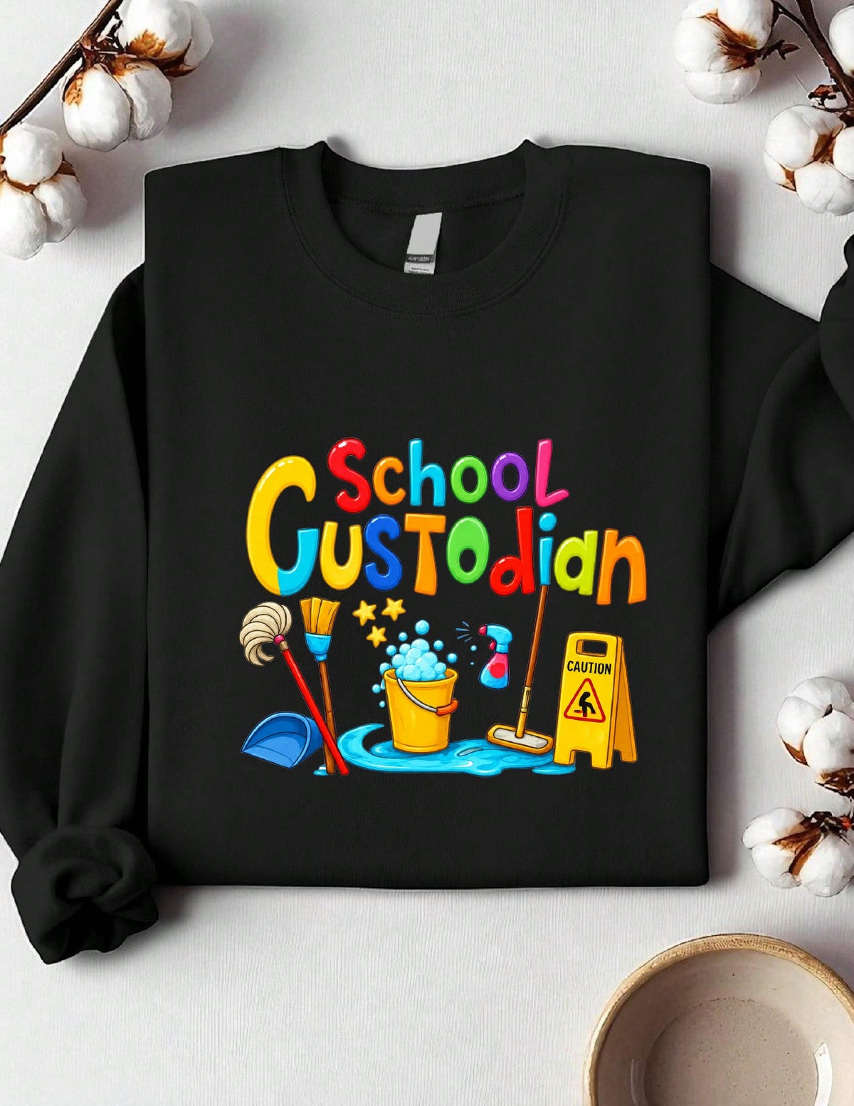 School Custodian Colorful Graphic Sweatshirt