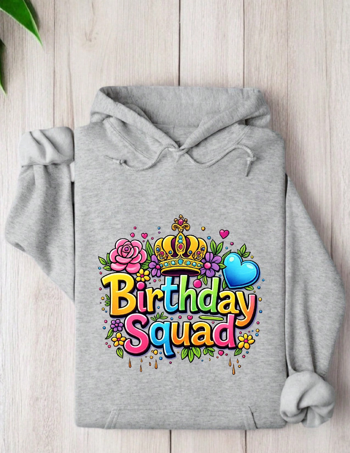 Colorful Birthday Squad Graphic Hoodie