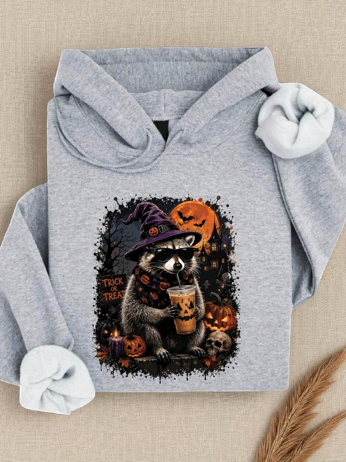 Halloween Raccoon Coffee Hoodie