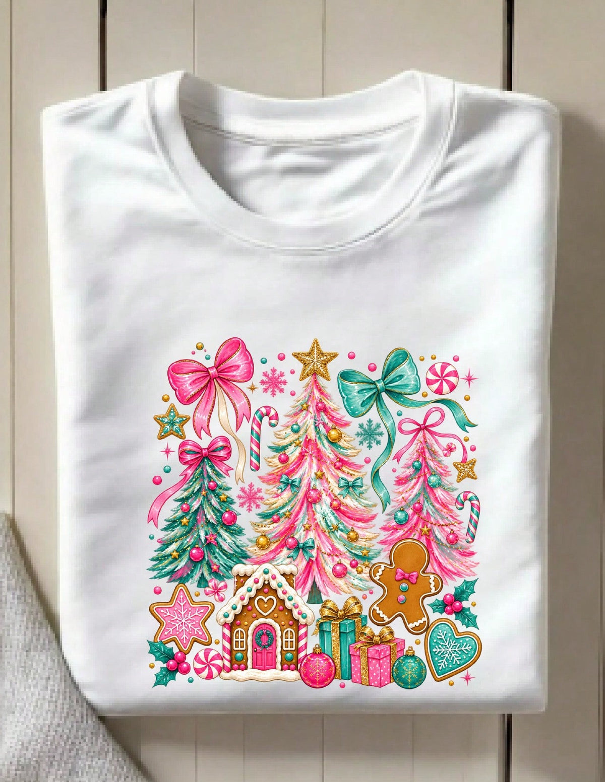 Preppy Pink Christmas T-Shirt