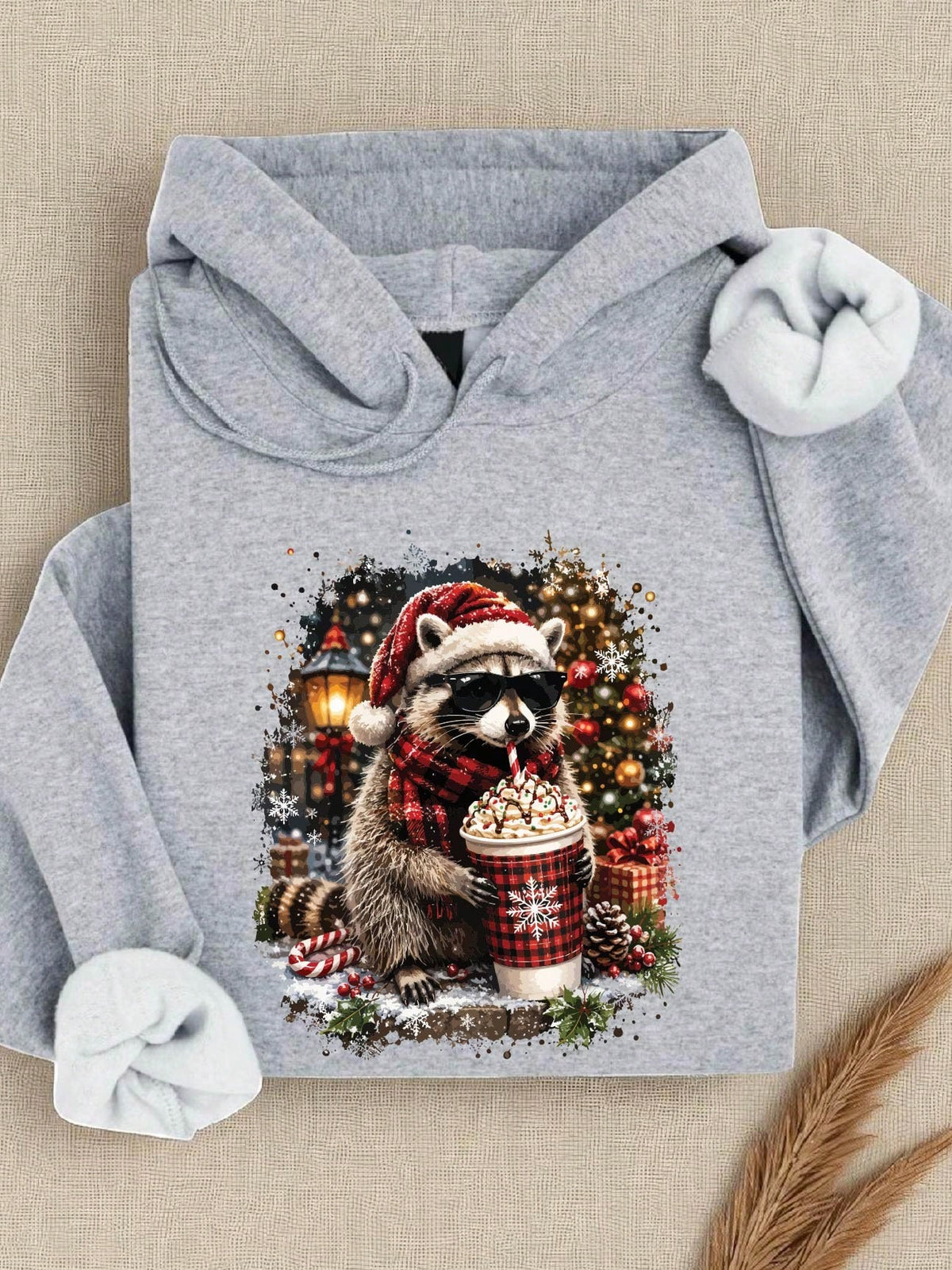 Christmas Raccoon Coffee Hoodie