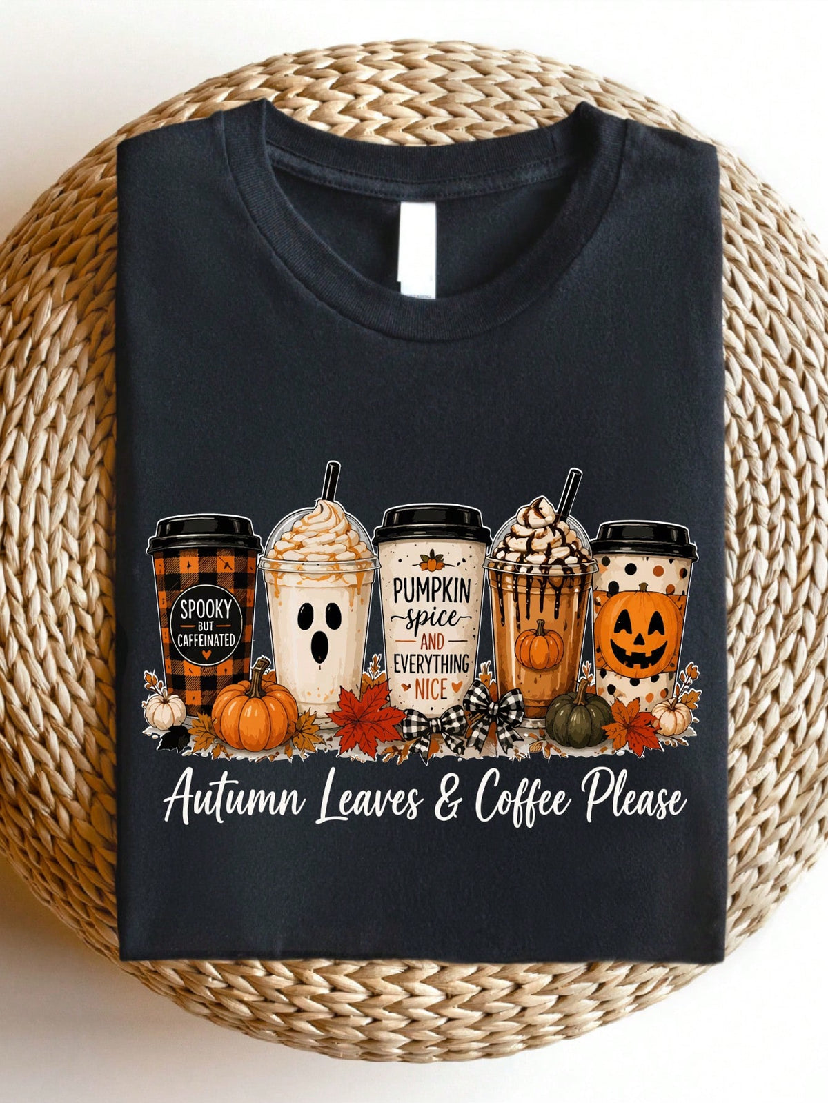 Autumn Leaves And Coffee Please T-Shirt