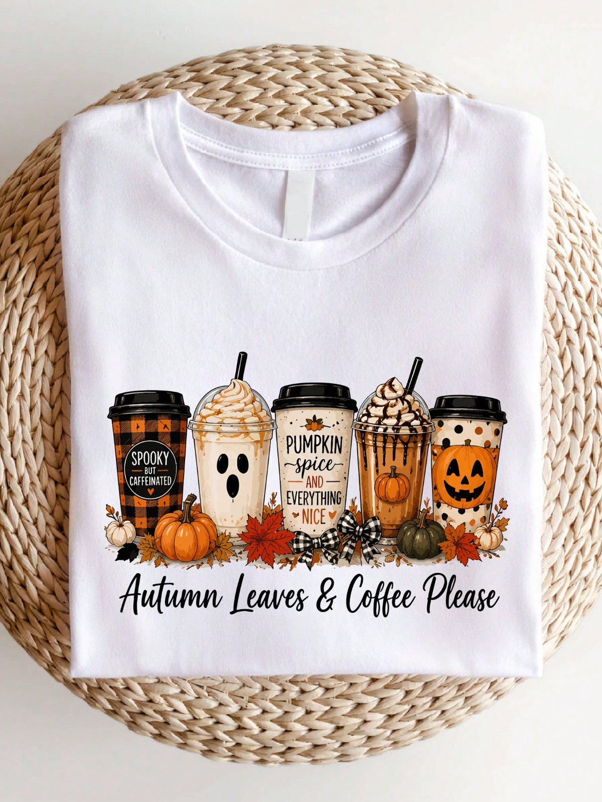 Autumn Leaves And Coffee Please T-Shirt
