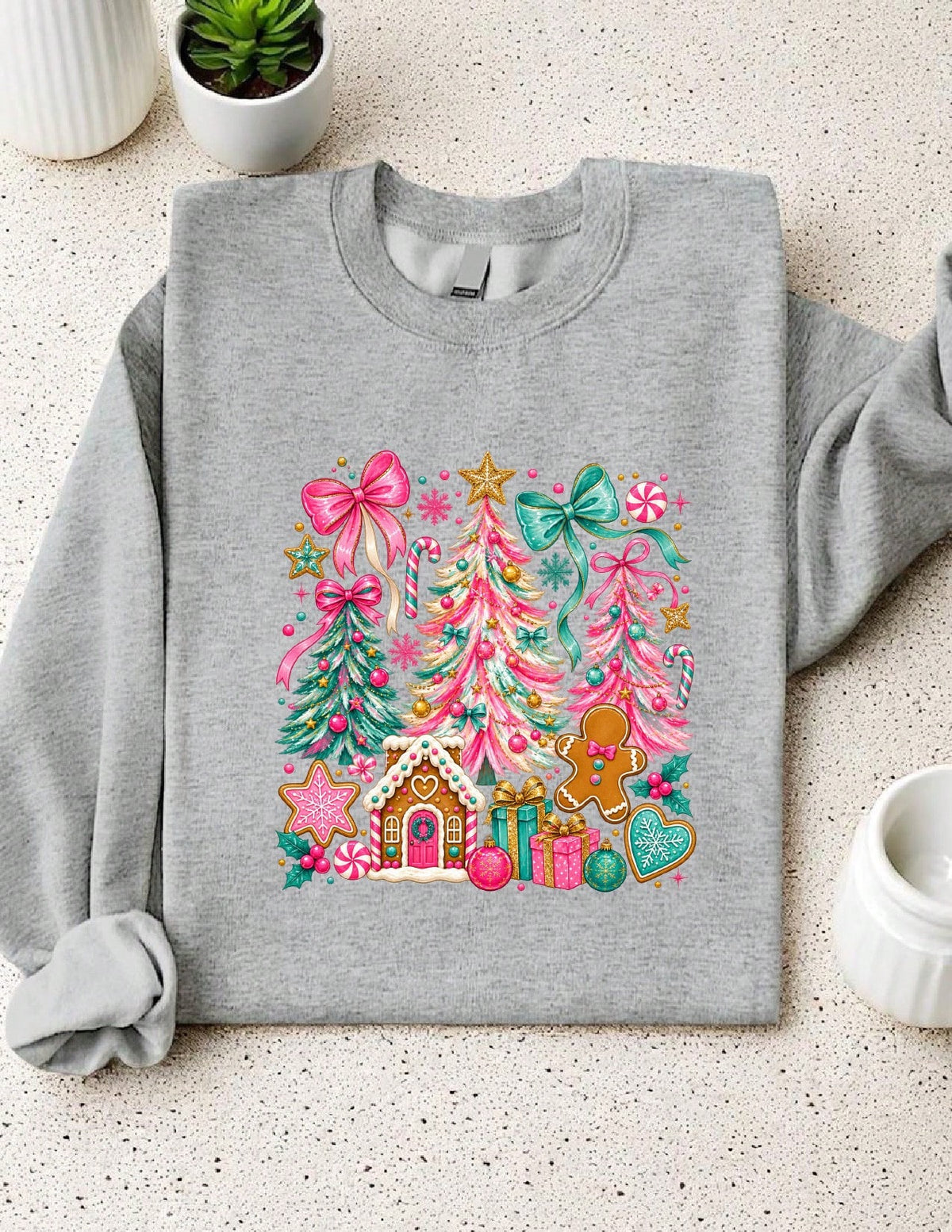 Preppy Pink Christmas Sweatshirt