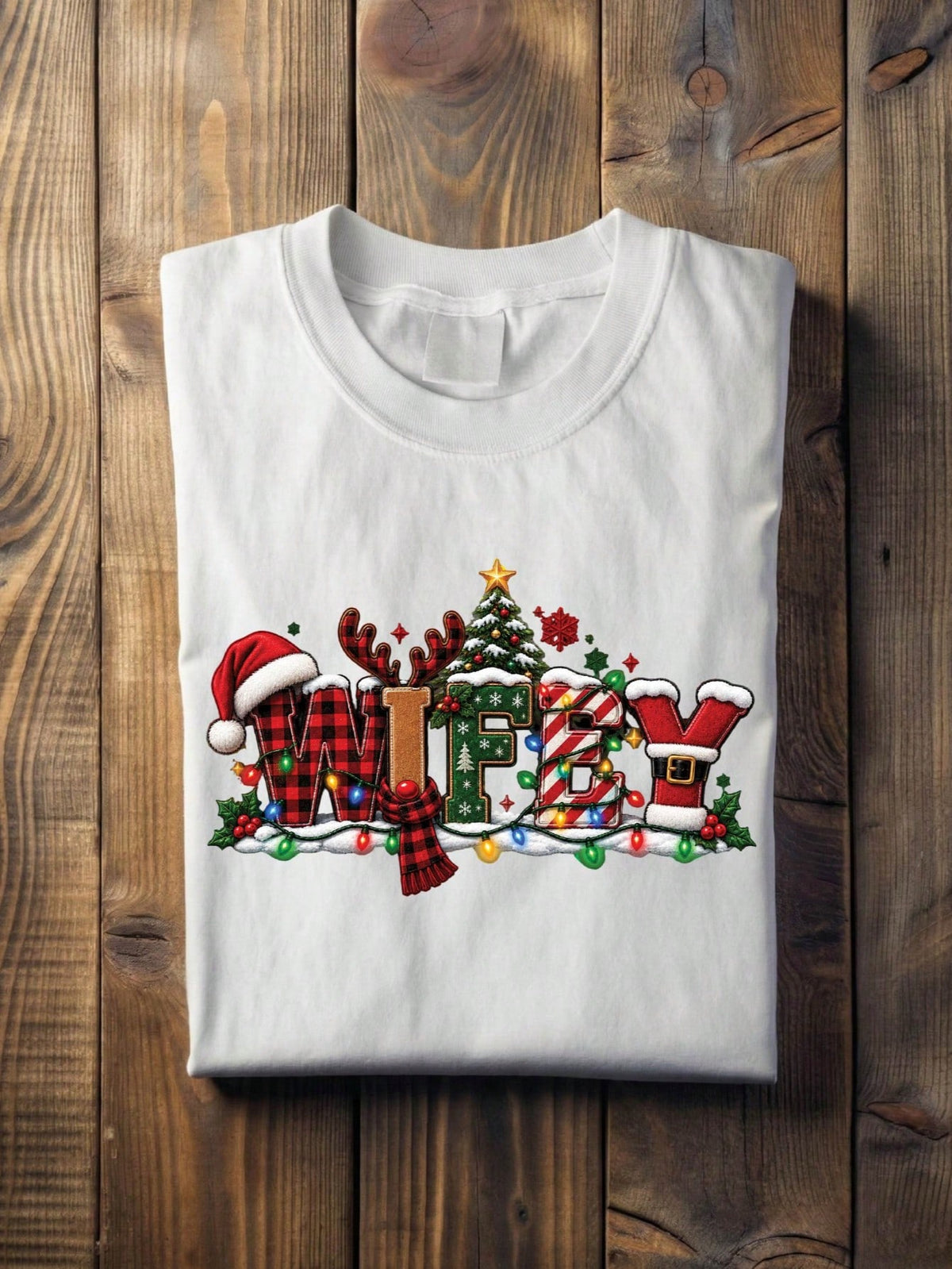 1 PC Wifey Hubby Christmas T-Shirt