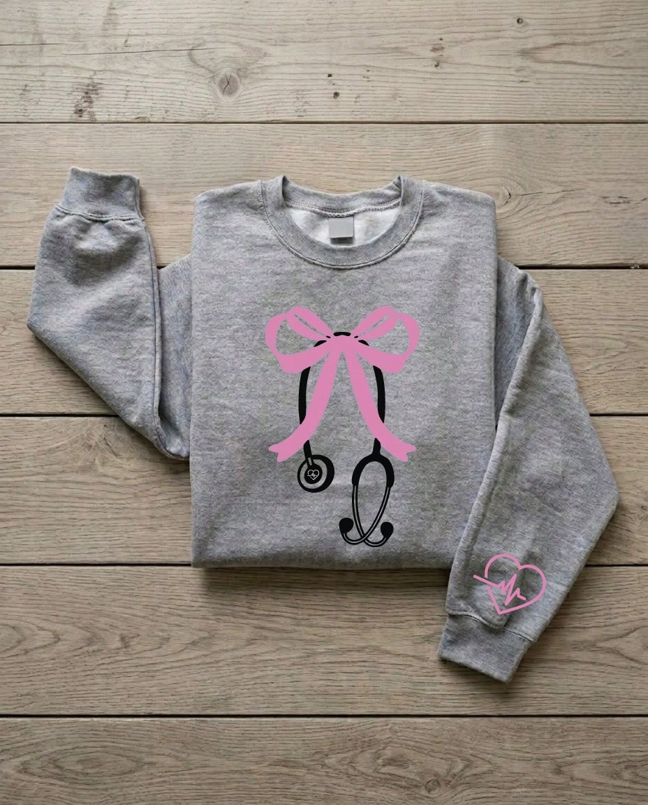 Pink Stethoscope Breast Cancer Awareness Nurse Unisex Sweatshirt