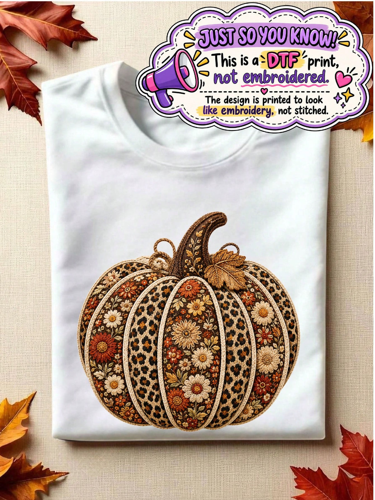 Floral Fall Pumpkin T-Shirt