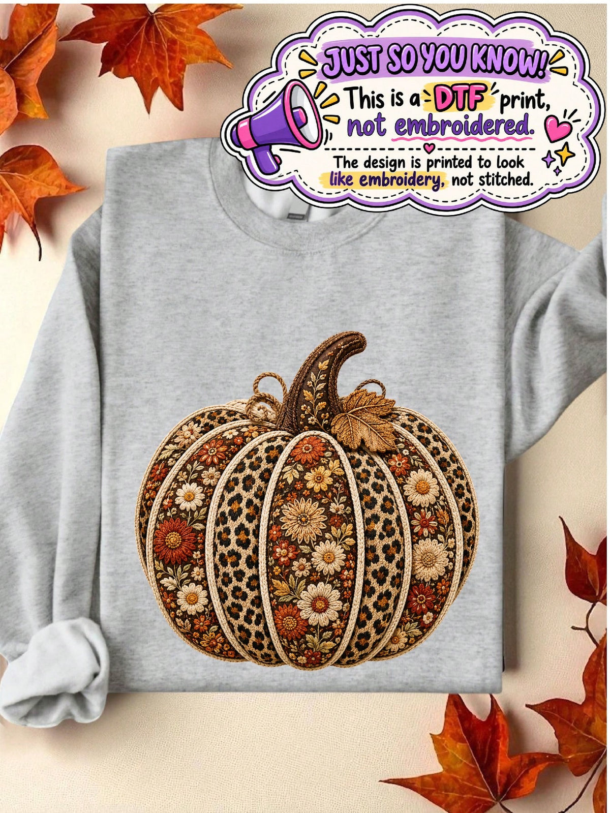 Floral Fall Pumpkin Sweatshirt