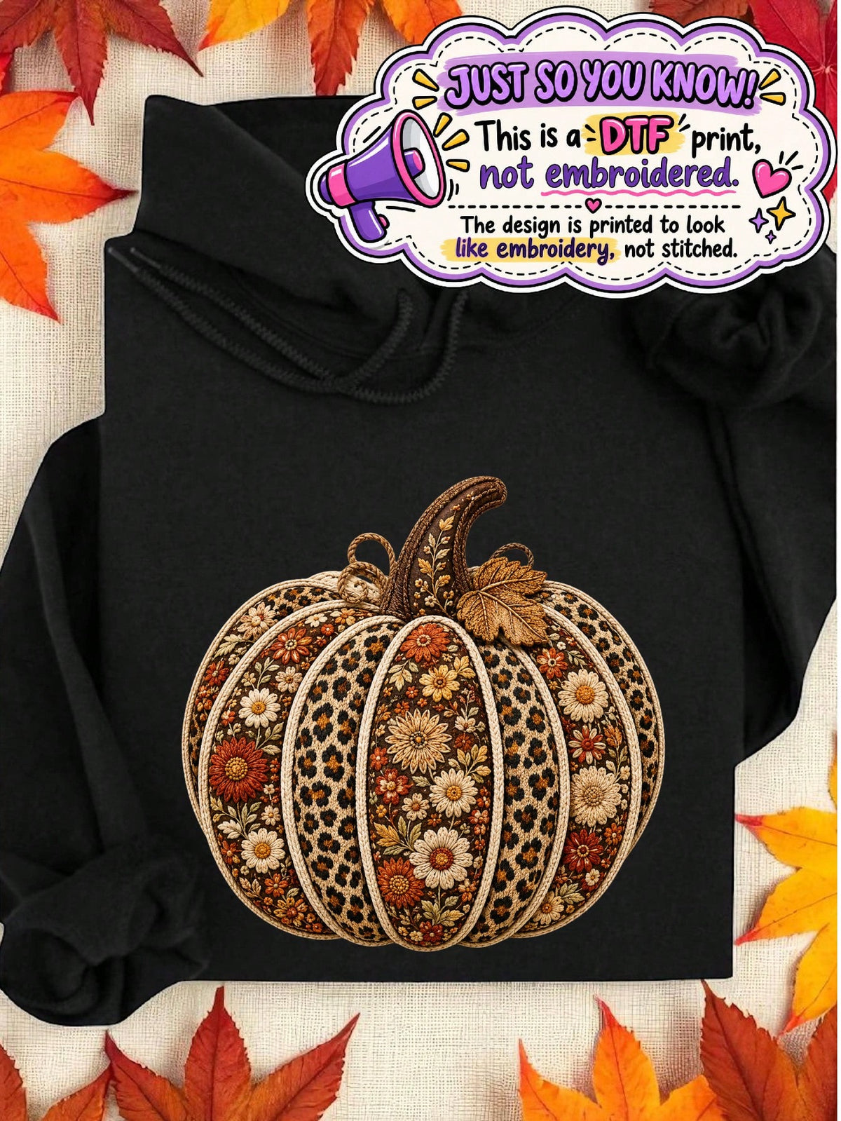 Floral Fall Pumpkin Hoodie