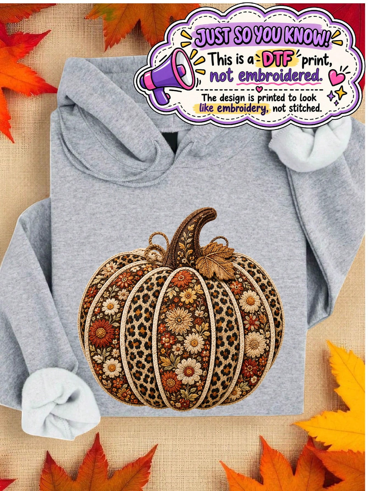 Floral Fall Pumpkin Hoodie