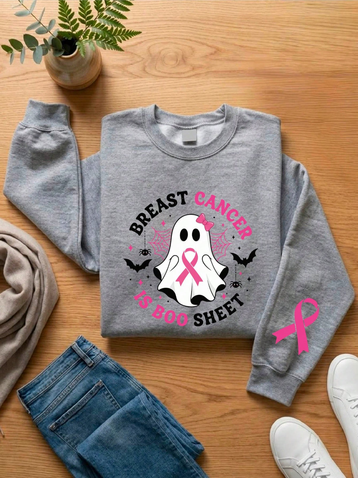 Breast Cancer Awareness Ghost Sweatshirt