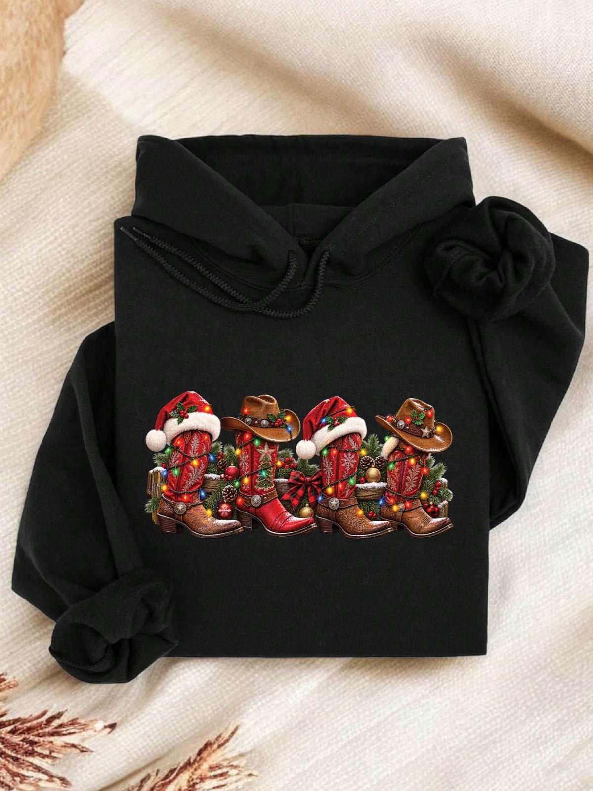 Country Christmas Cowboy Boots Hoodie