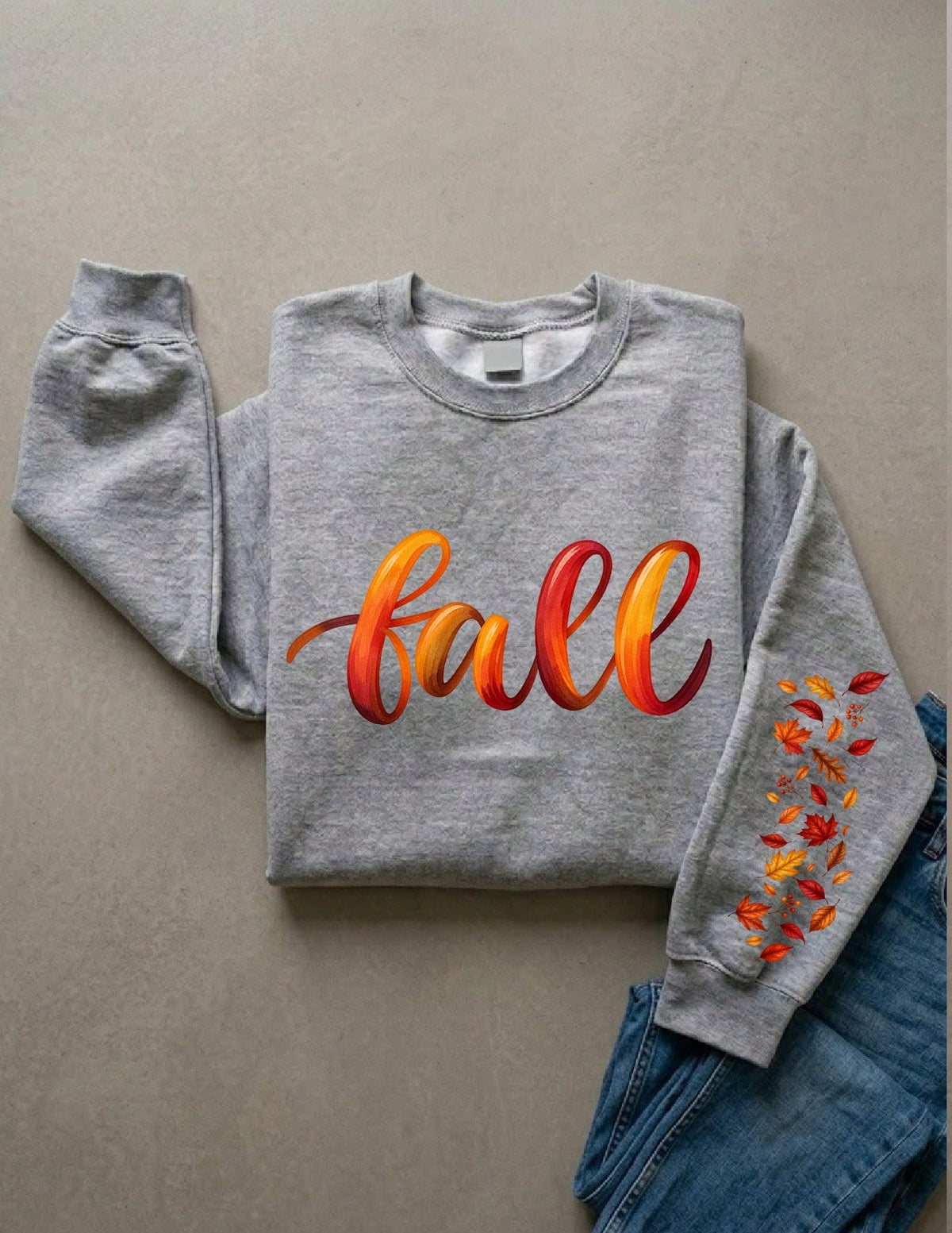 Fall Sleeve Print Sweatshirt