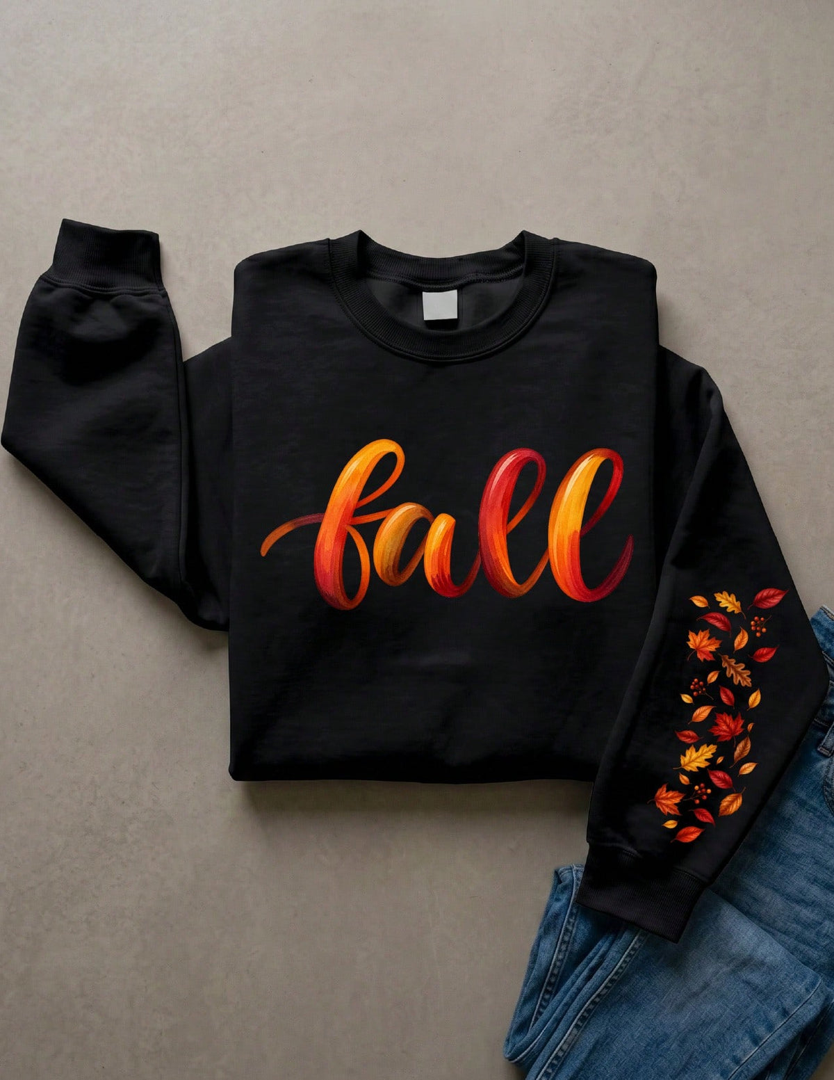 Fall Sleeve Print Sweatshirt