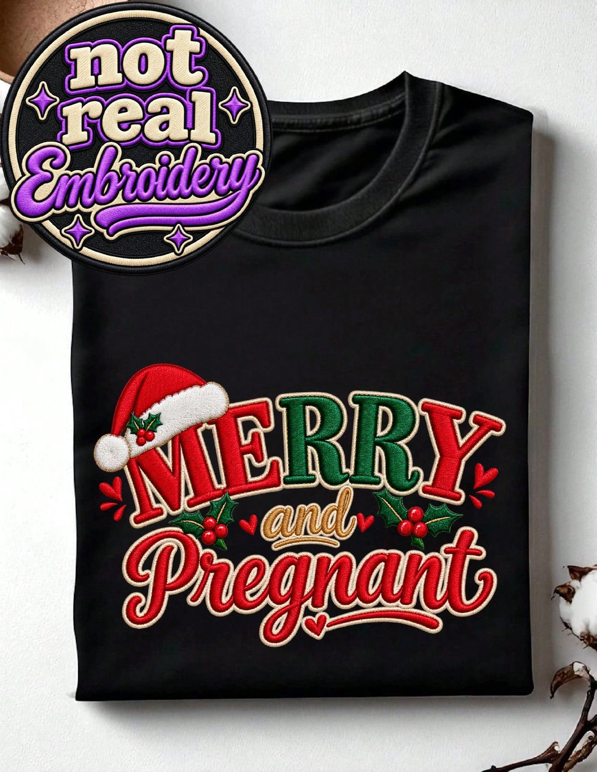 Merry And Pregnant (DTF Graphic Print) T-Shirt