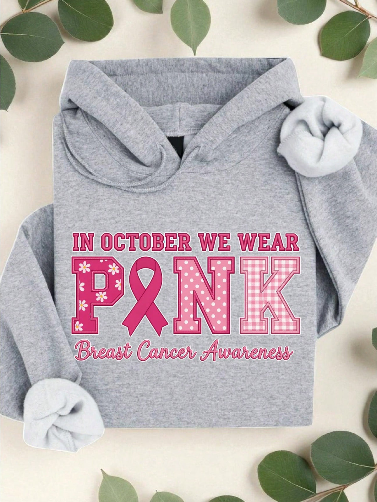 In October We Wear Pink (DTF Graphic Print) Hoodie