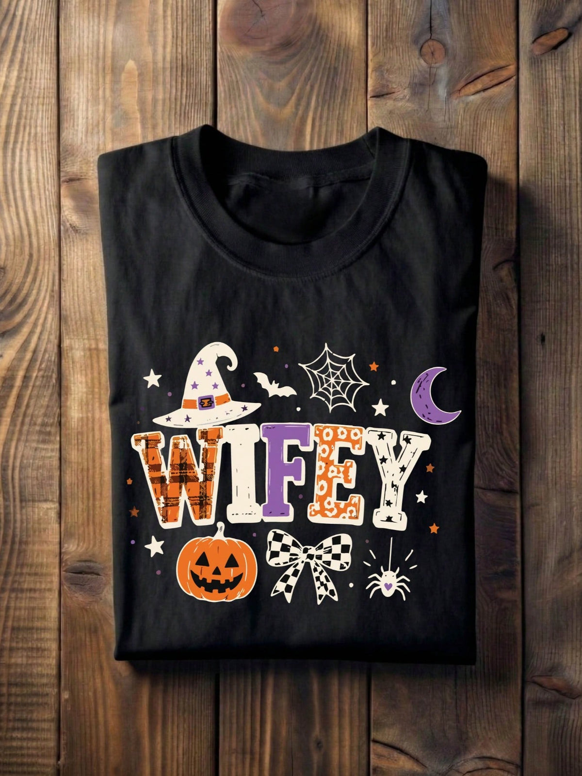 1 PC Wifey Hubby Halloween T-Shirt