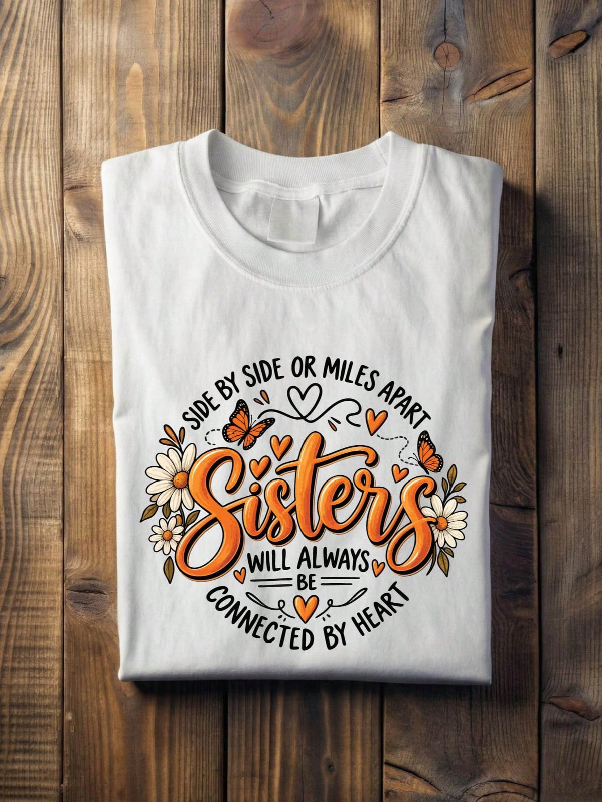 Side By Side Or Miles Apart Sisters T-Shirt