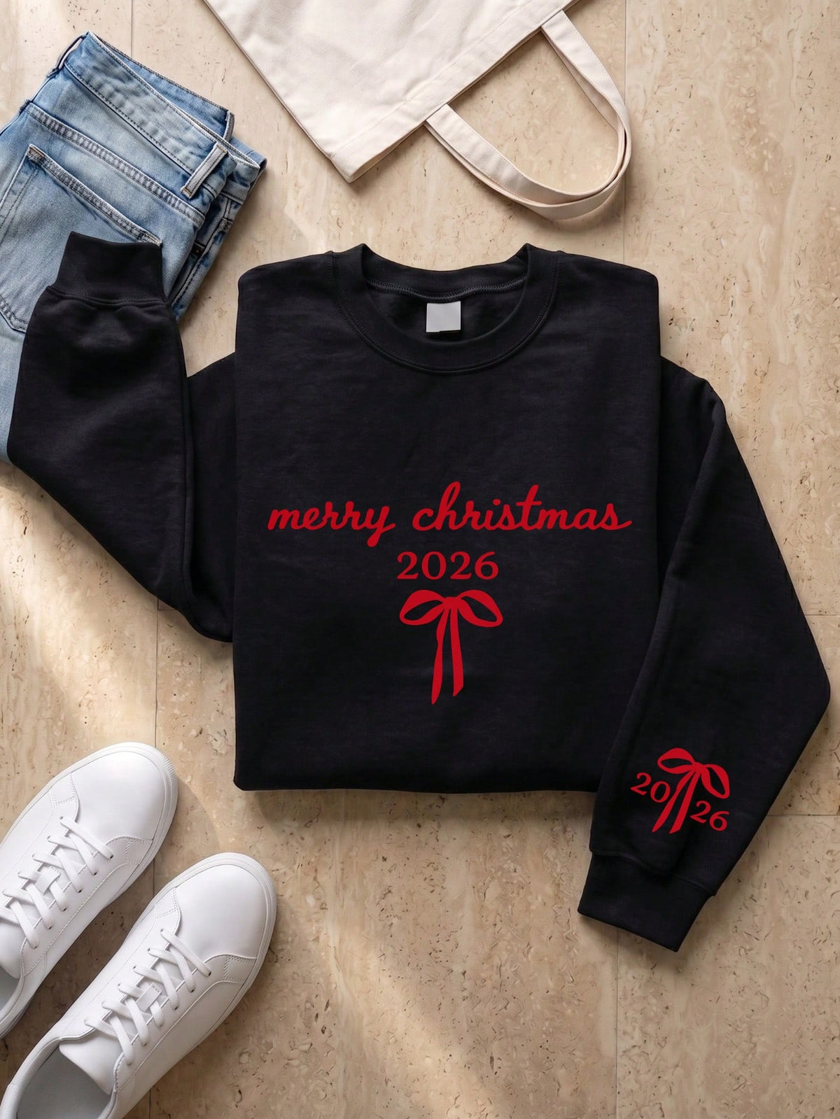 Merry Christmas Bow 2026 Sweatshirt