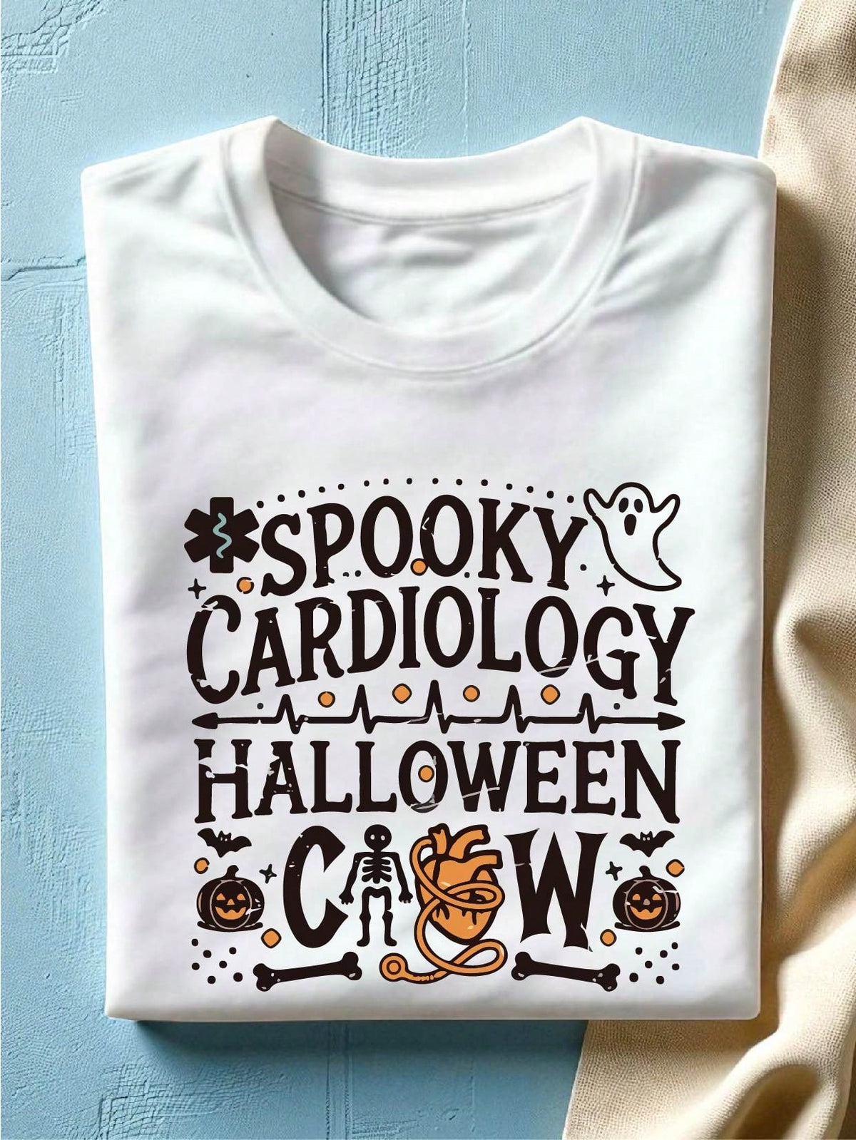 Spooky Cardiology Halloween Crew T-Shirt