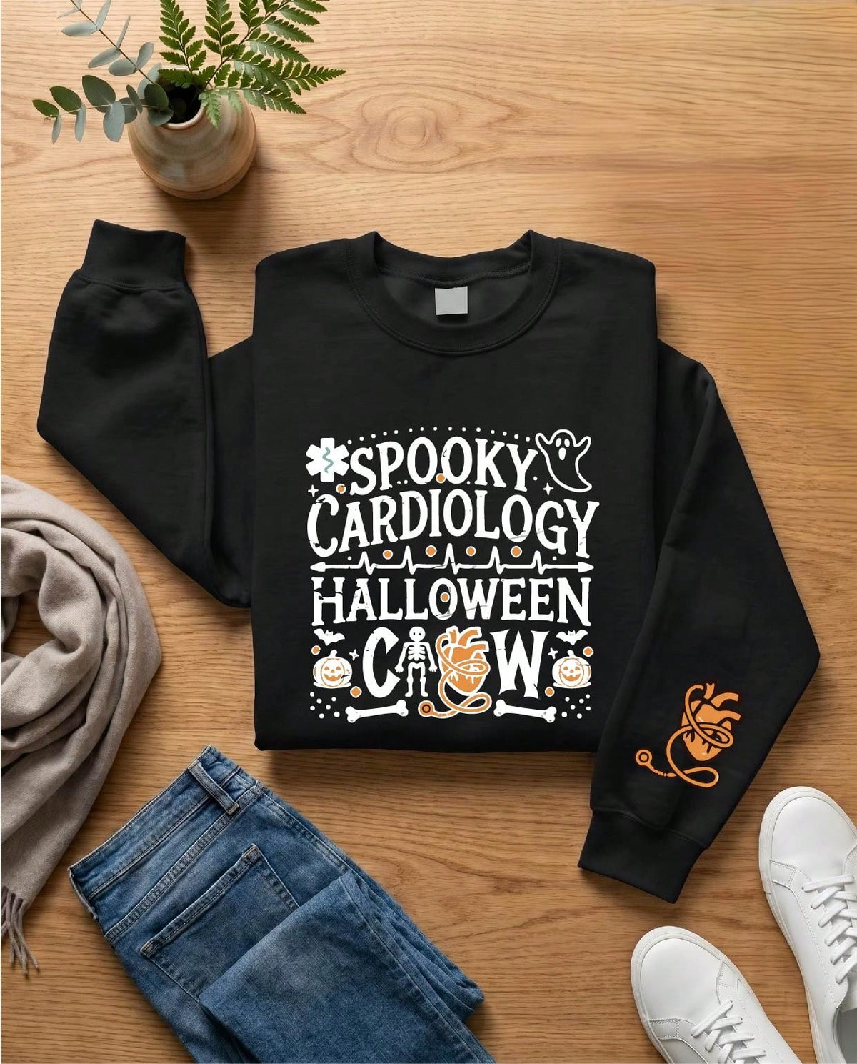 Spooky Cardiology Halloween Crew Sweatshirt